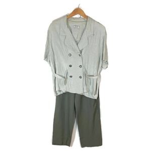 Vtg 80s/90s Dress Savvy Sz 18 Separates Suit Set Gingham Sage Cream READ